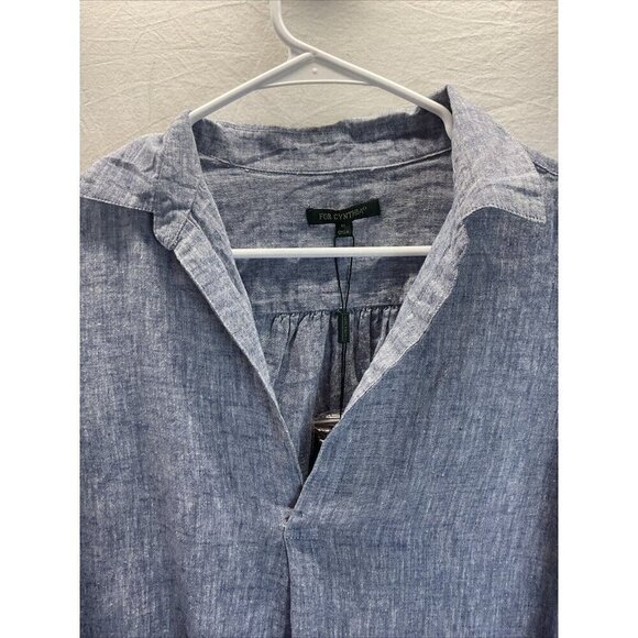NEW For Cynthia Tunic top roll tab pocket tunic top size M Chambray lagenlook - Picture 5 of 12